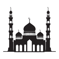 Classical Masjid silhouette, depicting the beauty of ancient Islamic architecture – Masjid illustration – Masjid vector – Byzantine mosque silhouette

