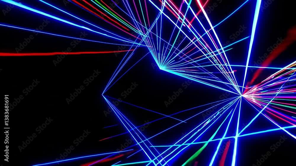 Poster vibrant abstract laser light show displaying dynamic colors in dark background
