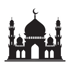 Serene Mosque silhouette, embodying peaceful reflection and spiritual serenity – Mosque illustration – Mosque vector – Sanctuary silhouette

