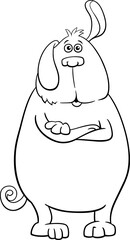 funny cartoon dog animal character listening coloring page