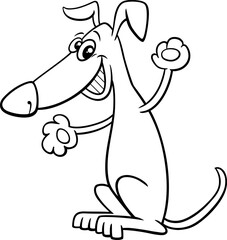 Obraz premium happy excited cartoon brown dog animal character coloring page