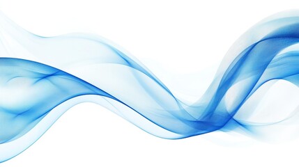 Obraz premium Abstract blue wave flowing on white background.