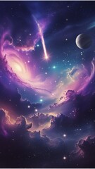 Naklejka premium Cosmic Dreamscape – A Journey Through the Stars