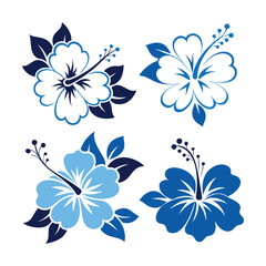 Floral Serenity: A cluster of elegant hibiscus flowers, their intricate petals and graceful leaves. Illustrative representation of nature's botanical artistry.