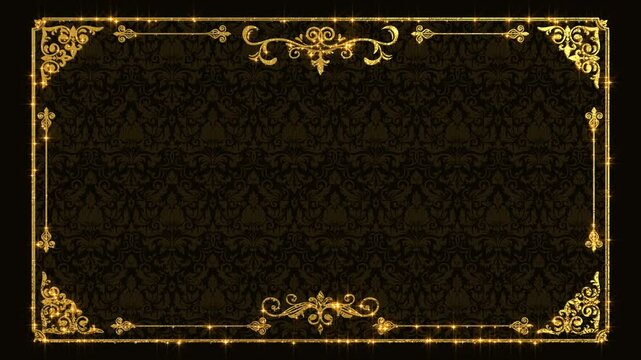 abstract golden floral border frame vintage background animation, oriental decorative frame,ornamental floral corner frame luxury motion design element