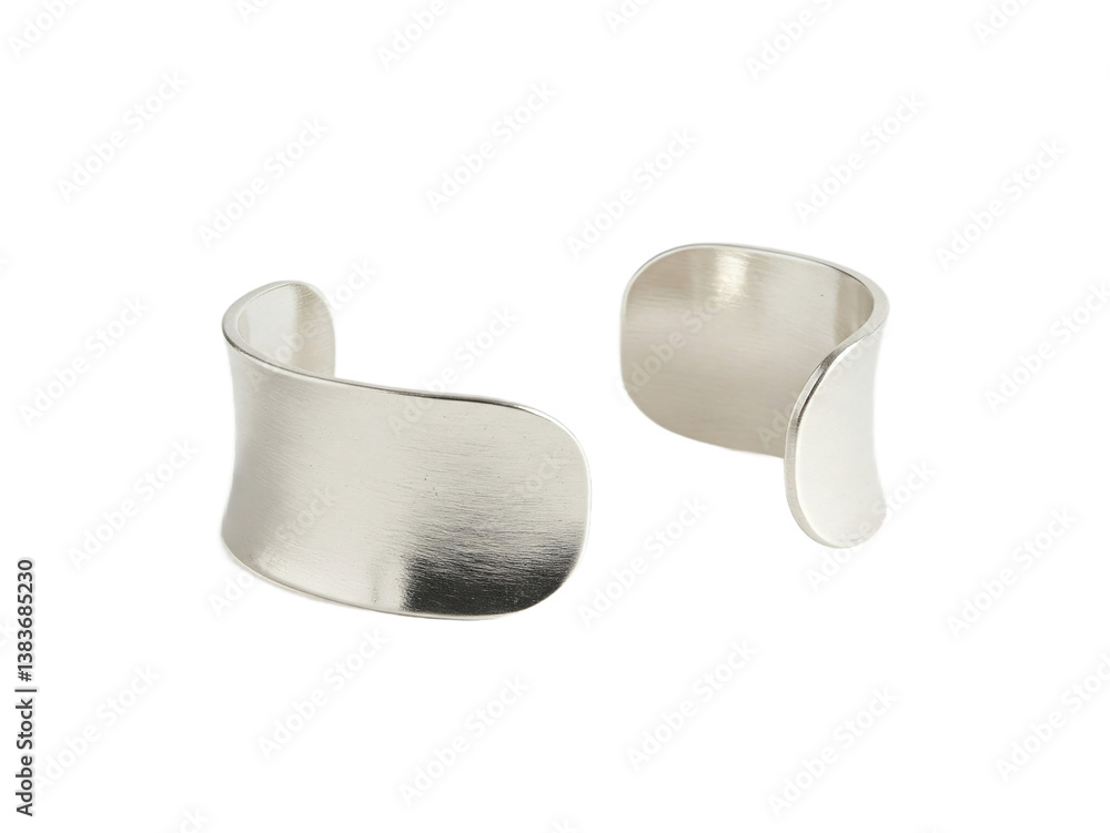 Poster silver metallic curved shapes isolated on a transparent background, showcasing a sleek and modern de