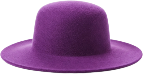 Purple felt hat, isolated on a transparent background, png image Cut out, showcasing texture and shape Ideal for fashion or design projects