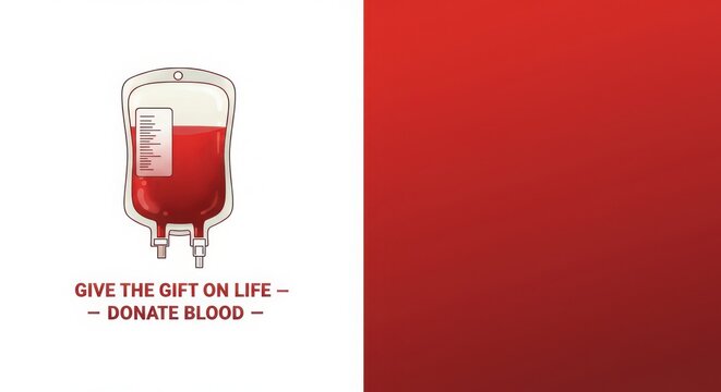 Blood Donation Campaign Illustration with Red Background