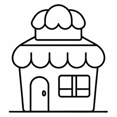 Cozy Bakery Shop Outline Coloring Book Page Line Art