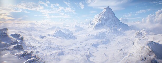 Obraz premium Majestic Snow-Capped Mountain Range in Winter Wonderland