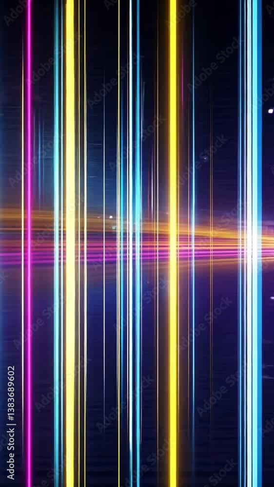 Poster futuristic vertical lines form a colorful backdrop with tech elements
