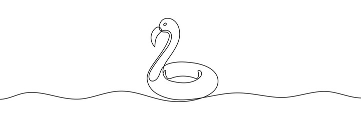 continuous line of children's swimming buoy flamingo. Editable stroke