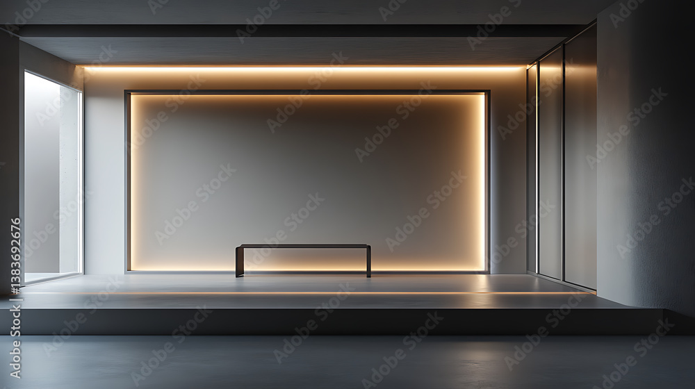 Poster Modern exhibit with quadruple framing illuminated by subtle recessed lighting