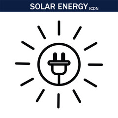 Solar Energy line icon . Solar Energy outline icons with editable stroke collection. Includes Solar Panels, Battery, Turbine, Electric Car, Solar Home and More. EPS 10.