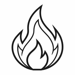 Fire Outline Coloring Book Page Line Art Drawing

