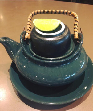 Japanese soup served in a ceramic teapot
