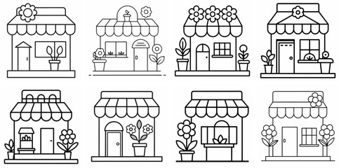 Obraz premium Flower Shop Outline Coloring Book Page