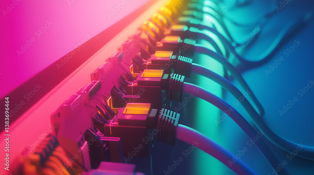 Poster network switch and utp colorful ethernet cables