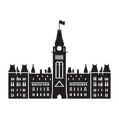 Fototapeta premium Timeless Legislative Building silhouette, reflecting the architectural legacy of democratic governance – Parliament illustration – Parliament vector – National parliament silhouette