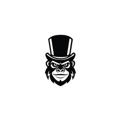 Hat Ape Gentleman Logo Classy Primate Mascot