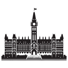 Noble Parliament Building silhouette, symbolizing the pursuit of justice and equality &ndash; Parliament illustration &ndash; Parliament vector &ndash; Justice building silhouette

