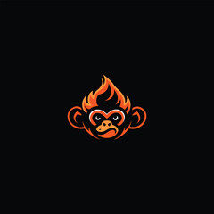 Fire Monkey Logo Blazing Primate Mascot