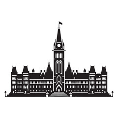 Fototapeta premium Historic Parliament Building silhouette, reflecting centuries of political significance – Parliament illustration – Parliament vector – National assembly silhouette
