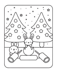 Cute kawaii summer coloring pages, kawaii animals coloring pages, summer, summer coloring page, bold & easy coloring pages, line art, vector illustration, black & white designs, kawaii characters