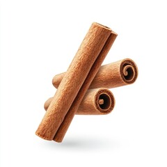 Aromatic Cinnamon Sticks Flying in Abundance on White Background