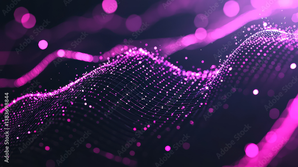 Poster abstract data wave: a mesmerizing digital artwork that features a flowing wave of data, illuminated 