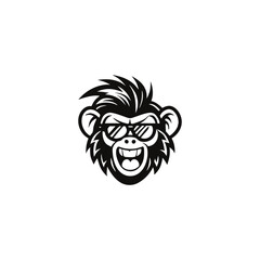Obraz premium Monkey Funky Logo Groovy Primate Disco Mascot