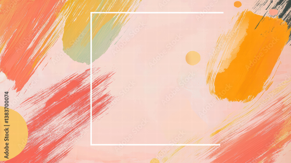 Poster artistic strokes and empty canvas: a vibrant mix of abstract brushstrokes in vivid colors sets the s