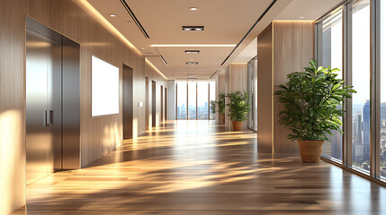 Perspective view of blank white billboard on building wall at daytime, mock up