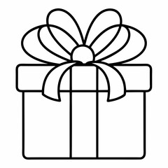 Gift Box Outline Coloring Book Page Line Art