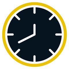 Clock, Black and Yellow Design Clock, Clock Line Icon