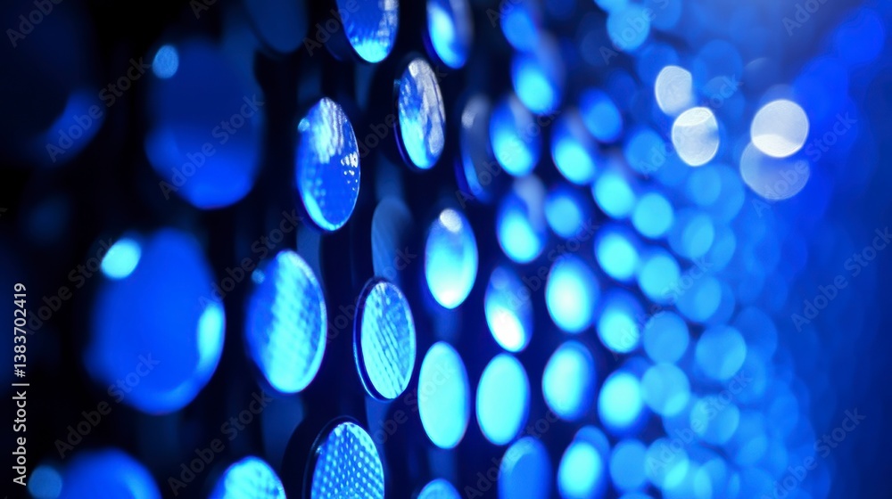 Poster abstract blue circular light bokeh background.