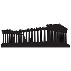 Architectural Parthenon silhouette, embodying the timeless beauty of Doric design – Parthenon illustration – Parthenon vector – Classical temple silhouette

