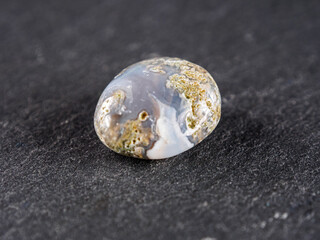 chalcedony, moss agate is a semi-transparent gemstone featuring dendritic inclusions resembling moss foliage.