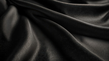 Fototapeta premium Ethereal Black Drape: A close-up study of an undulating, luxurious black drape, inviting a tactile experience with its sensuous curves and deep shadows.