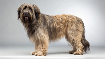 Catalan Sheepdog on studio background
