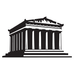 Obraz premium Classical Parthenon silhouette, a perfect depiction of Greek heritage and history – Parthenon illustration – Parthenon vector – Greek landmark silhouette