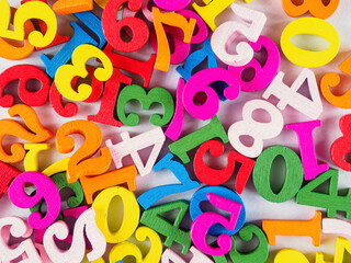 Bright numbers on a neutral background, creating an eye-catching visual effect for design and...