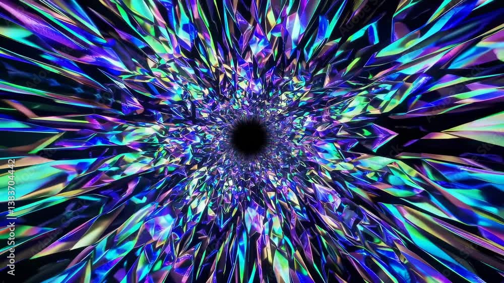 Aufkleber abstract colorful tunnel with shiny surfaces and bright reflective patterns