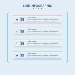 Neumorphism line Infographic 4 steps