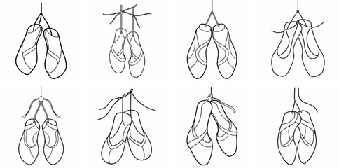 Hanging Pointe Shoes Outline Coloring Book Page Line Art Drawing