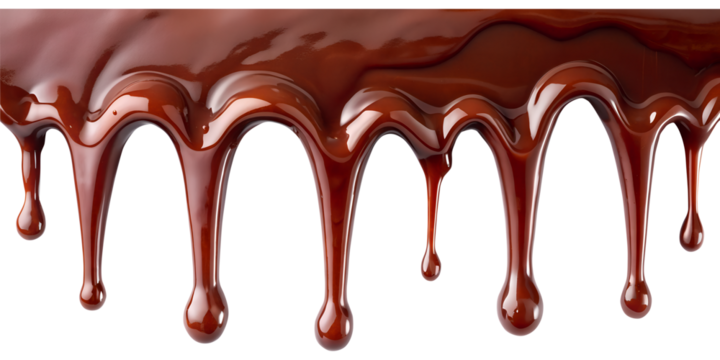 melted chocolate dripping isolated on transparent white background, clipping path