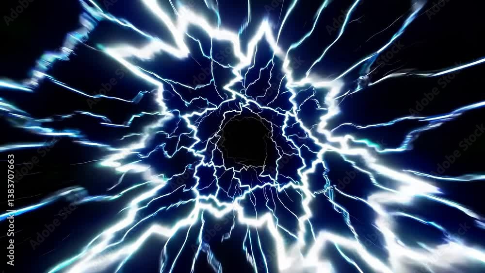 Poster electric light burst in space creating a dynamic energy spiral effect