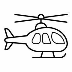 Helicopter Outline Coloring Book Page Line Art
