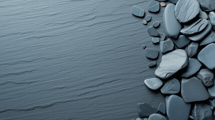 small seas black stones with free space on image for background or design 
