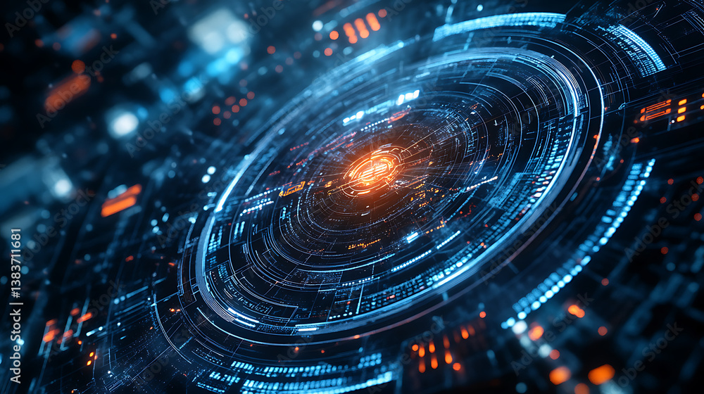 Poster Set of sci fi modern user interface elements, hud, gui for game background design, technology background, digital data
